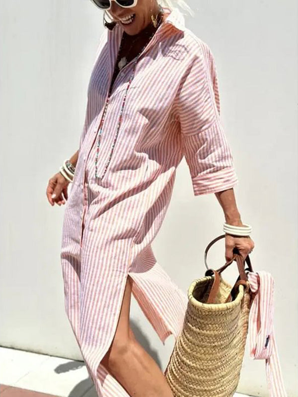 Lastday 50% off! 💝 Classic striped all-season shirt dress