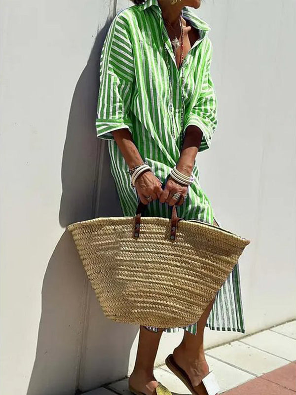 Lastday 50% off! 💝 Classic striped all-season shirt dress