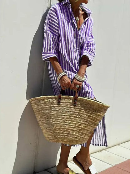 Lastday 50% off! 💝 Classic striped all-season shirt dress