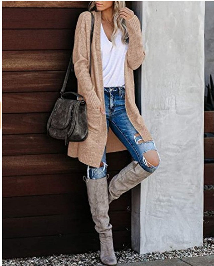 🔥Only 36 left in stock-Women's Casual Knit Pocket Oversized Sweater Cardigan