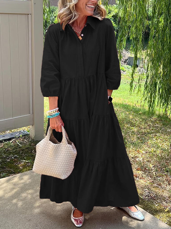 🎁New Arrivals🔥Loose Cotton Linen Lapel Dress- Tax Free