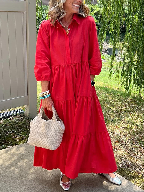 🎁New Arrivals🔥Loose Cotton Linen Lapel Dress- Tax Free