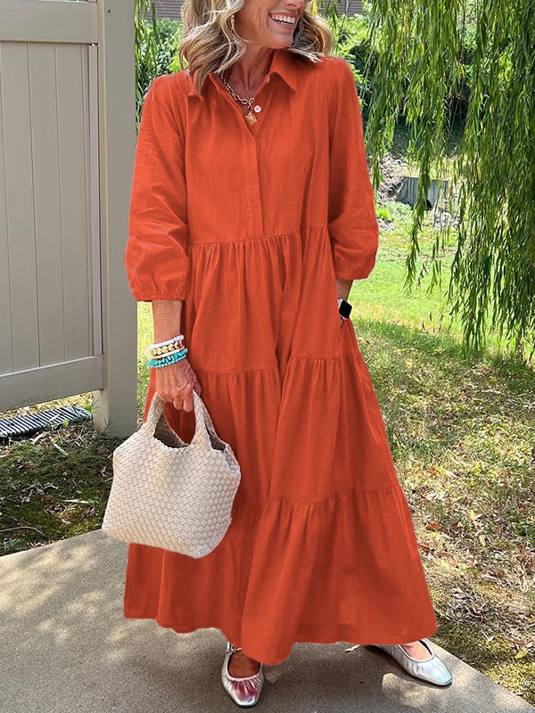 🎁New Arrivals🔥Loose Cotton Linen Lapel Dress- Tax Free