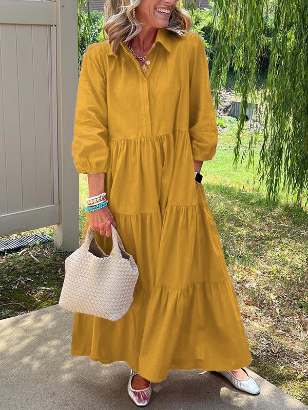🎁New Arrivals🔥Loose Cotton Linen Lapel Dress- Tax Free